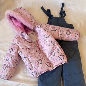 Carter's Pink Heart Snowsuit with Hood